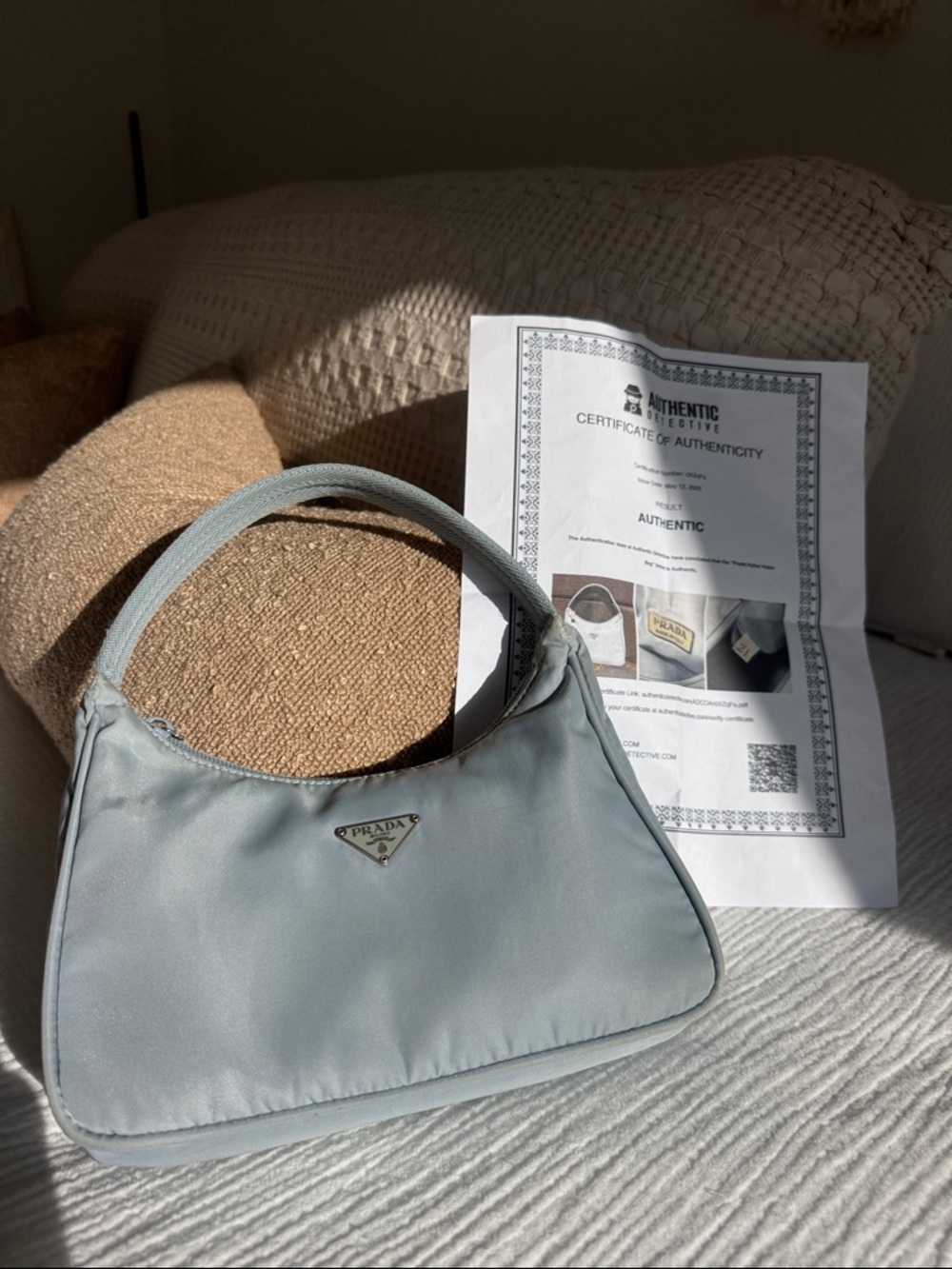 Prada Baby Blue Nylon Mini Shoulder Bag Y2K Authenticated w/ COA π©΅ - Picture 3 of 11